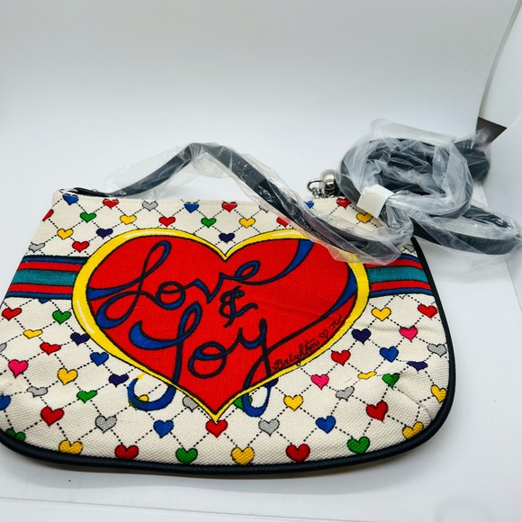 NWT Brighton Bag Holiday Love & Joy Crossbody Pouch Artsy Rainbow Hearts Purse - Picture 6 of 13